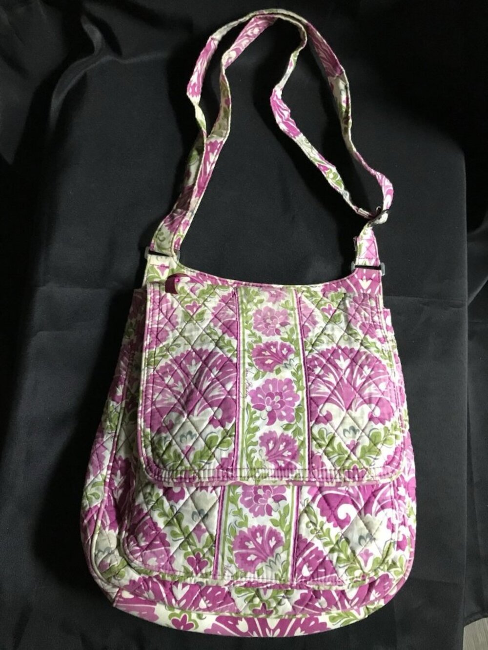 Vera Bradley Quilted Bag Purse Fabric Women's Pink Floral Crossbody Shoulder